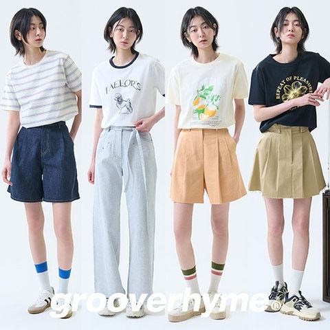 그루브라임 25SS 여성 시그니처 그래픽 코튼100 반팔티셔츠 4종