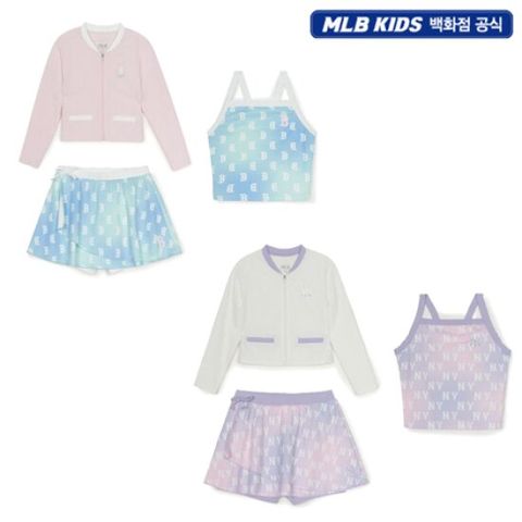 [ 현대백화점 ][MLB키즈] JD 모노그램 여아 3PCS 래쉬가드 세트 (7FSWM3253)-