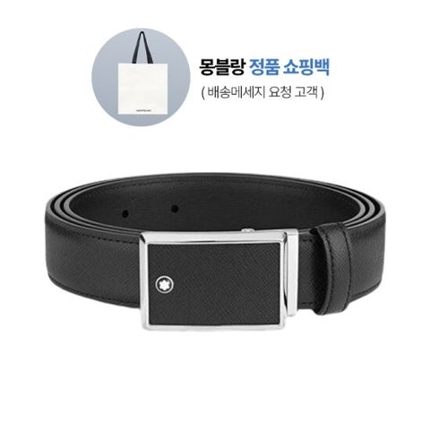 몽블랑 플레이트 버클 사피아노 레더 벨트 블랙 114421