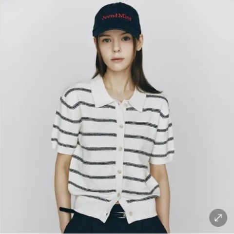 [ 현대백화점 ][지오다노] 여자 부클 폴로넥 반팔 가디건 05355527