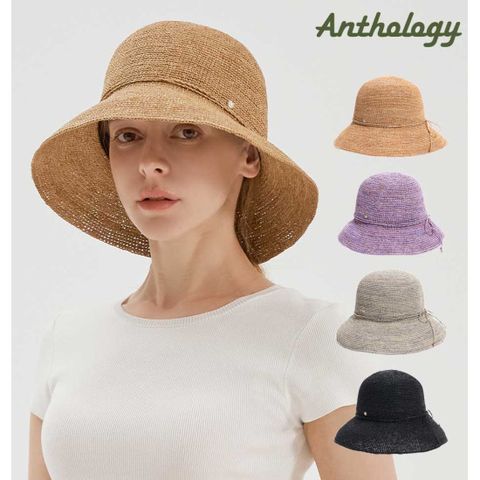 앤솔로지 라피아 버킷햇