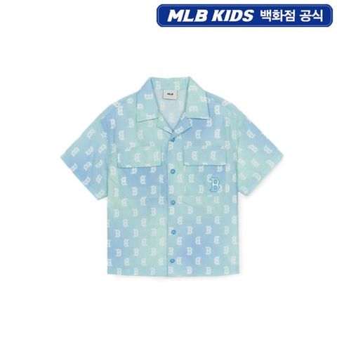 [ AK백화점 ][MLB KIDS] 오로라 모노그램 우븐 반팔셔츠 - SBS (7AWSM0453)