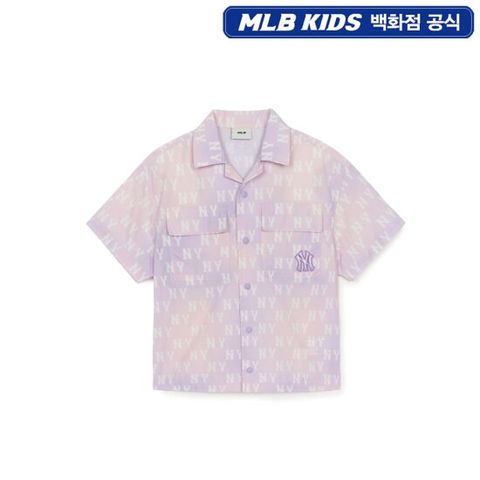 [ AK백화점 ][MLB KIDS] 오로라 모노그램 우븐 반팔셔츠 - LDL (7AWSM0453)