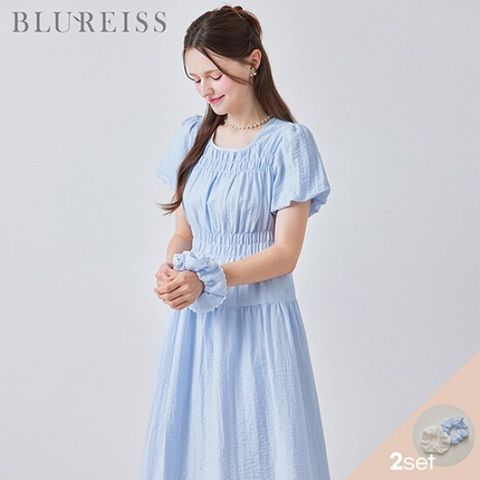 [2SET]스모크 벌룬 원피스+슈슈_BI5M3OP3221