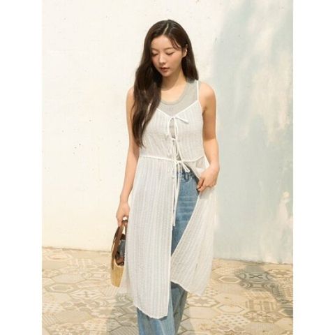 [ 현대백화점 ][올리브데올리브] OW5MO551 레이스 슬리브리스 레이어드 원피스