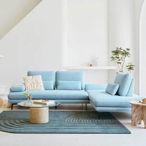 [에싸] 리오네 4인 오픈코너형 스윙기능 리브 패브릭 소파