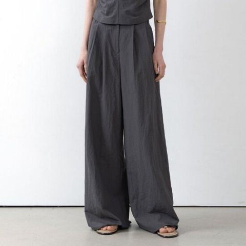 [나인][나인](PT-5668)MILA SET-UP FOLDING TUCK WIDE PANTS