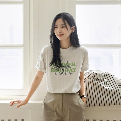 [저스트원] 촉촉모달 홀리데이 프린트티