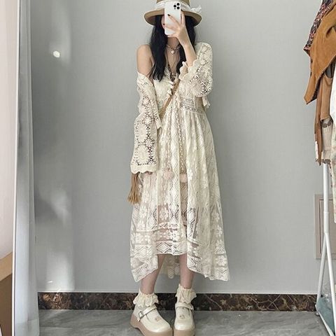 로필 / 보헤미안 펀칭 레이스 시스루 드레스