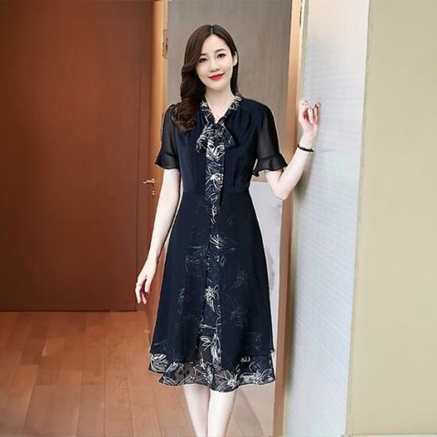 (55~88)릴리플로럴 쉬폰원피스 캐주얼원피스 쉬폰원피스 엄마옷 임산부여름원피스 여