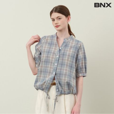 [BNX]체크 패턴 스트링 셔츠 (BX2BL013L0)