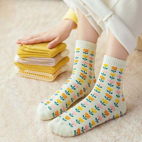 두툼 방한 캐쥬얼 데일리 포인트 중목 양말 5P set