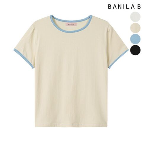 [바닐라비] 여성 라인 배색 베이직 반팔 티셔츠