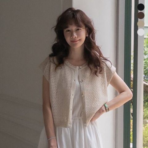 [리린]멜리니아 펀칭 니트 베스트 가디건 [4color]