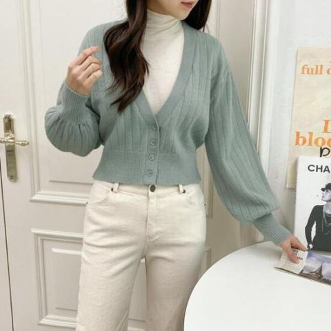 아트박스/옷자락 여자 봄 민트 심플 베이직 크롭 가디건