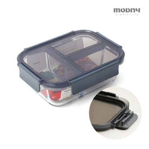 오븐글라스 모드니 밀폐용기 직사각 3칸 1040ml
