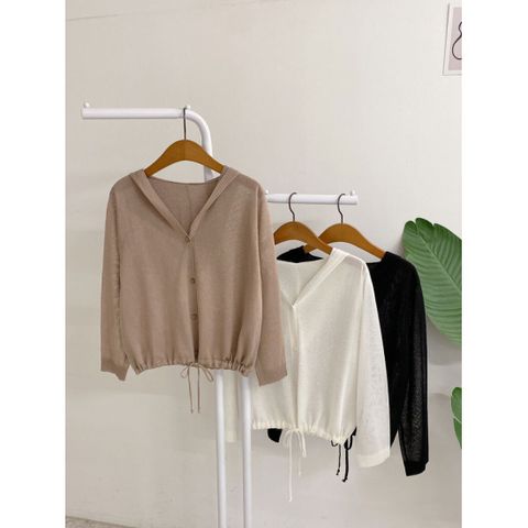 허니제이 / 나조피 시스루 썸머 후드 긴팔 가디건(3color)
