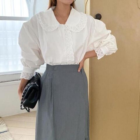 아트박스/신상오픈런 브캐이 레이스장식 여성 펀칭디테일 빅 카