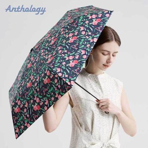 [앤솔로지] 스위트 피플라워 패턴 자외선 차단 차광율 99.9 미니 암막 3단 슬림 수동 양우산 (우산 겸 양산) ASL-501