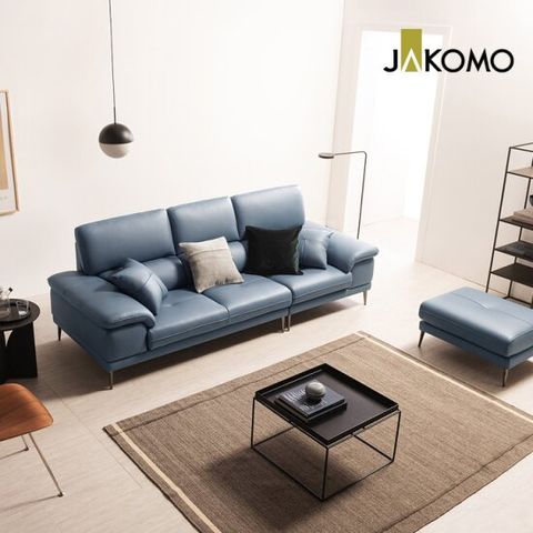 [자코모] 바스토 3.5인 럭스 통가죽 천연면피 소가죽 소파+스툴