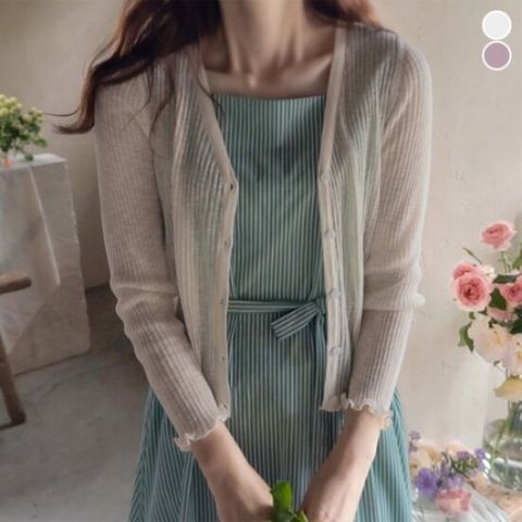 [리린][LABEL] 썸머웨이브 촉촉쫀쫀스판 쿨링비침 린네골지 가디건 [2color]