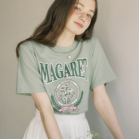 [ 롯데백화점 ][아워호프] Margaret Artwork T-shirt - Moss Green [H24SM1-TS07-MGR]