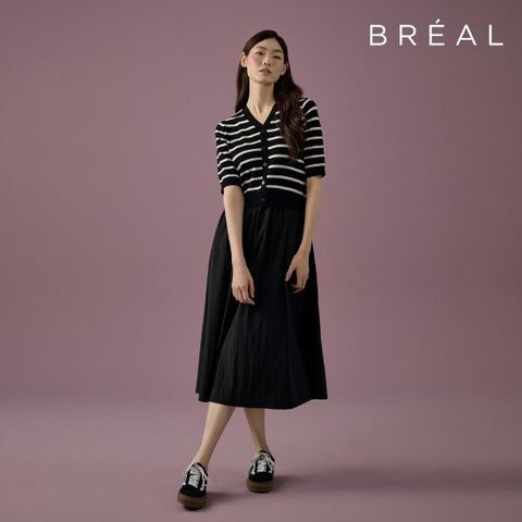 브리엘 25FW 버튼 스트라이프 원피스 2종