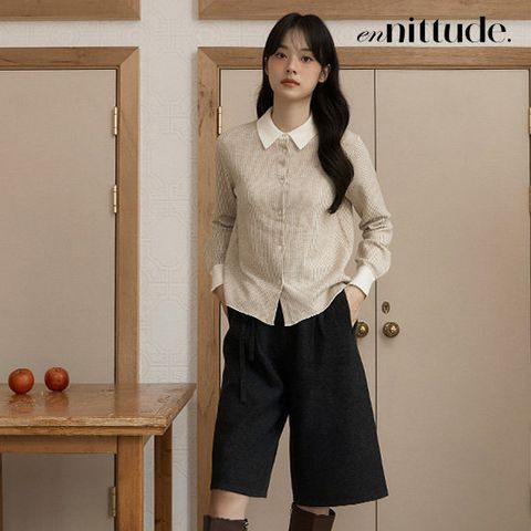 엔니튜드 울 니트 버뮤다 밴딩 팬츠