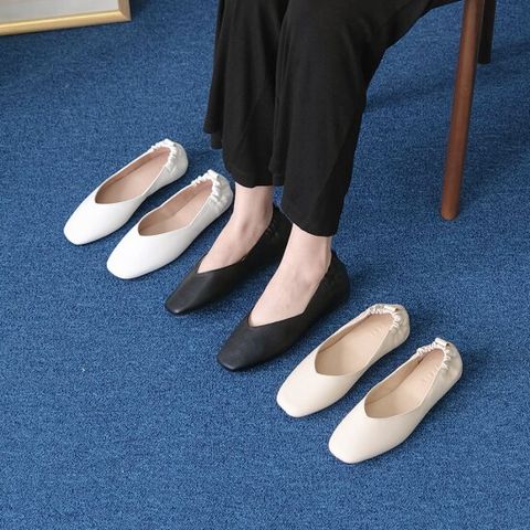 [쿠션 굿] 올리 주드로 여성 뒷 밴딩 플랫 슈즈 1cm