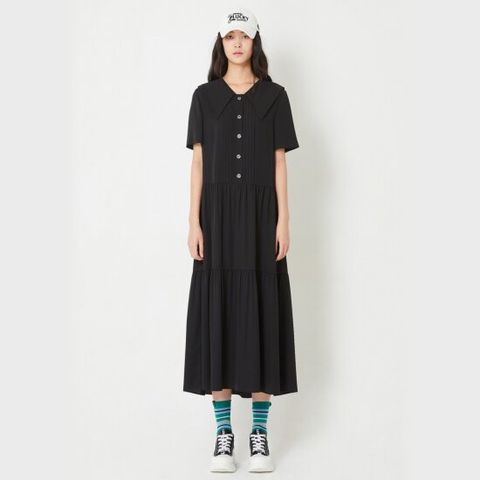 [ 롯데백화점 ][럭키슈에뜨]셔링 반소매 롱원피스 (LQDAW24500)