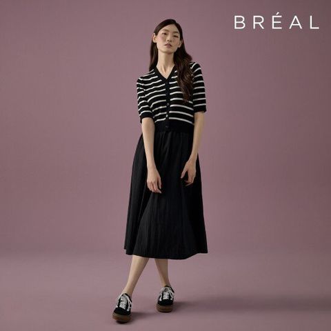 브리엘 25FW 버튼 스트라이프 원피스 1종