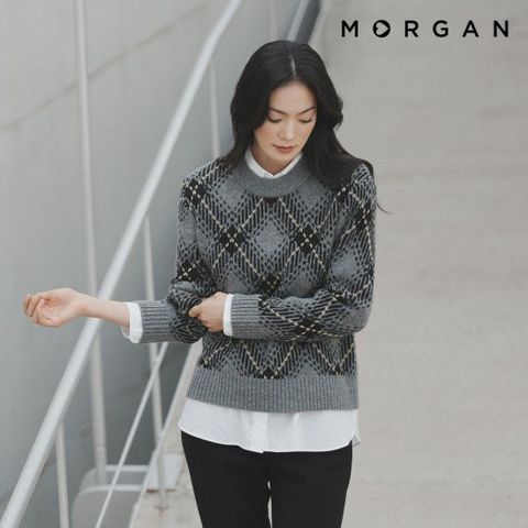 모르간 25FW 자카드 체크 니트 [런칭 가격 79,900원]