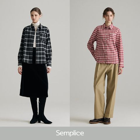 셈플리체 25FW 타임리스 체크 남방 2종 (레드체크+블랙체크)