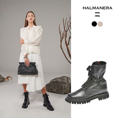 할마네라 여성 베이직 레이스업 워커