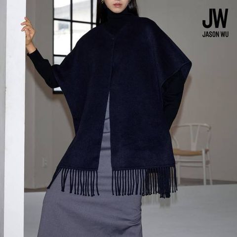 제이슨우 25FW Sophie 울 핸드메이드 프린지 케이프 숄 (4 COLORS) [런칭 가격 79,900원]