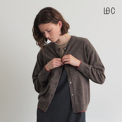 르캐시미어 25FW 캐시미어 100% 홀가먼트 배색 라운드 가디건