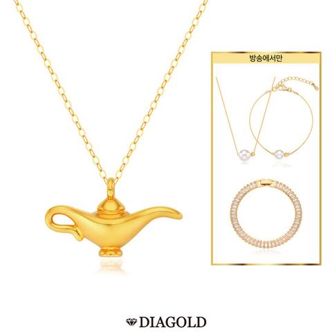 디아골드 24K 순금 소원램프 목걸이+14K 진주 목걸이,팔찌세트+테니스팔찌