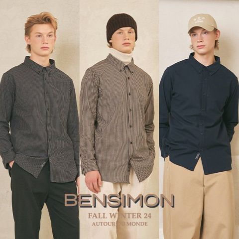 벤시몽 남성 깅엄체크셔츠 3종