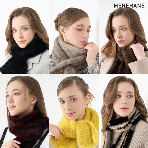 메르핸 천연밍크 100% 니팅 머플러