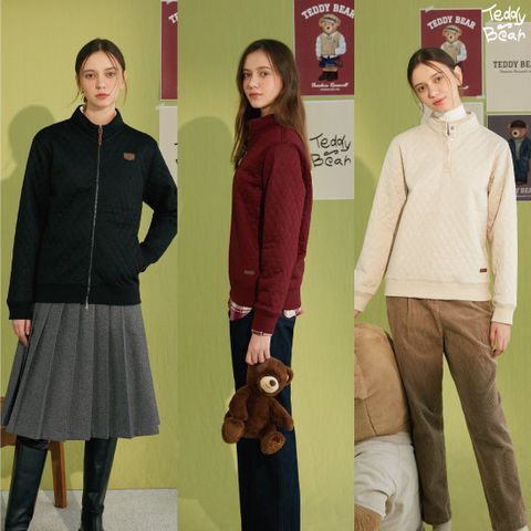 테디베어 여성 더블퀼팅 보아퍼 집업 3종(풀집업1+스냅형1+반집업1)