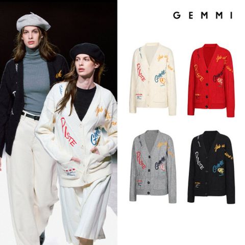 겜미 25FW 여성 아트웍 니트 가디건