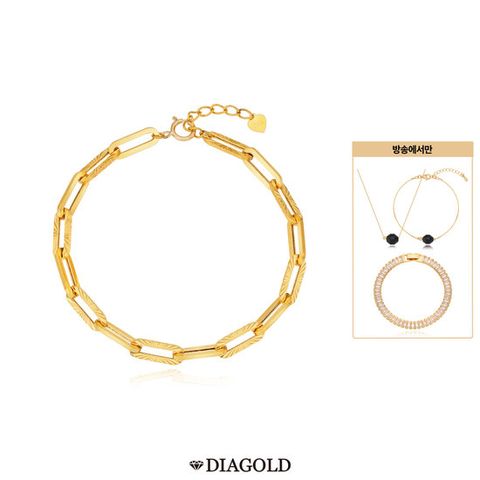 디아골드 24K 순금 듀얼 클립체인 팔찌+14K 금볼 오닉스 목걸이,팔찌세트 + 테니스팔찌