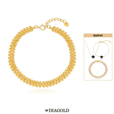 디아골드 24K 순금 럭스체인 팔찌 +14K 금볼 오닉스 목걸이,팔찌세트+테니스팔찌