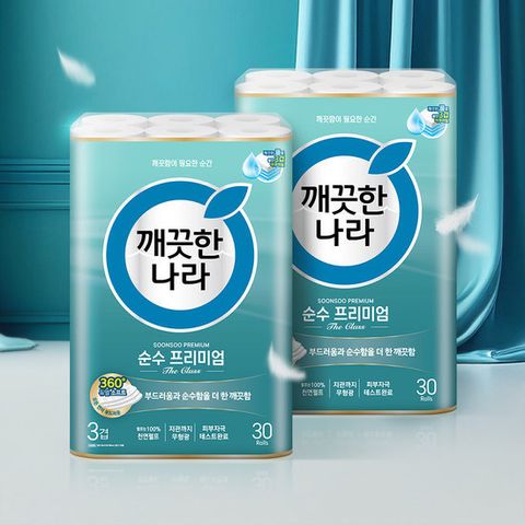 깨끗한나라 순수 프리미엄 30m 30롤 2팩 (총60롤)