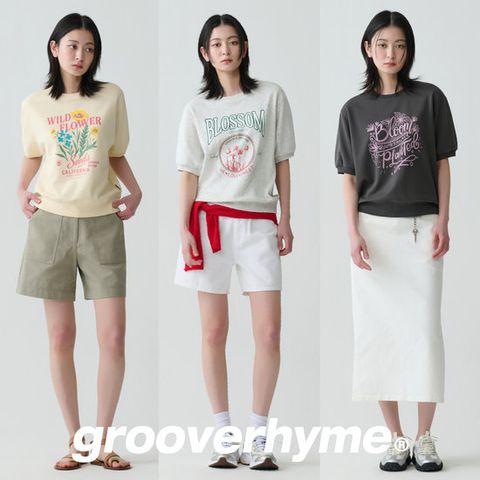 그루브라임 26SS 최신상 여성 블라썸 퍼프소매 반팔 스웻티셔츠 3종