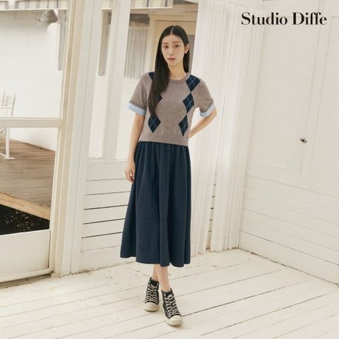 스튜디오디페 26SS 아가일 니트 원피스 1종
