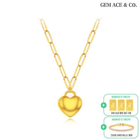제메이스 24K순금 볼륨 클립 하트 목걸이+24K순금 3종+5캐럿 테니스팔찌
