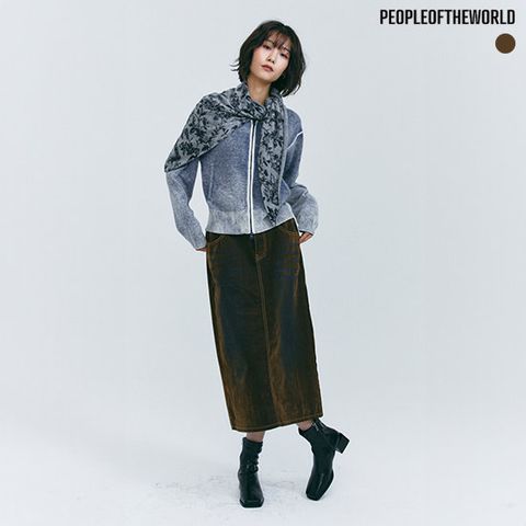 피플오브더월드 스웨이드 데님 스커트 1종