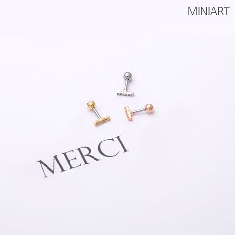 [미니아트] 7mm 심플 큐빅 스틱 바 데일리 써지컬 피어싱 한쪽