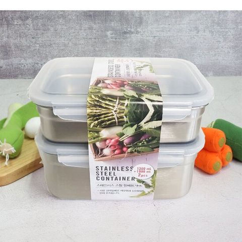 스텐맘 스텐반찬통 1300ml+1900ml 실속세트